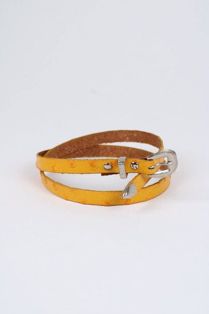 Leather Hat Band w/Buckle Raw - Ostrich Print