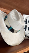 Exclusive* Turquoise and Cowhide Hat Band