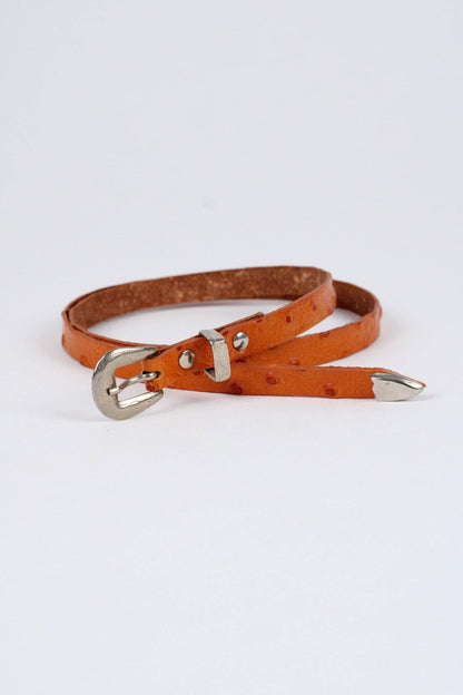 Leather Hat Band w/Buckle Raw - Ostrich Print