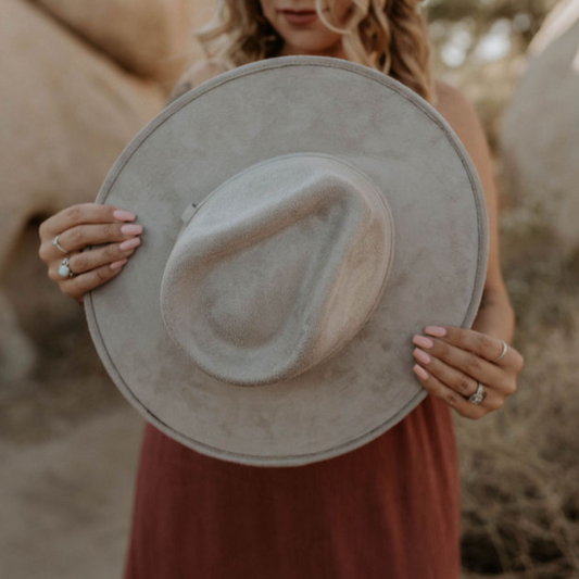 Flat Brim Hat - Vegan Suede