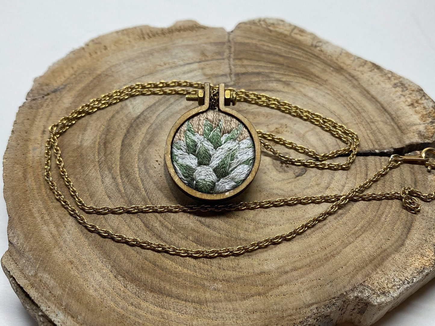 CUSTOM* Hand stitched Landscape Mini hoop / Pendant